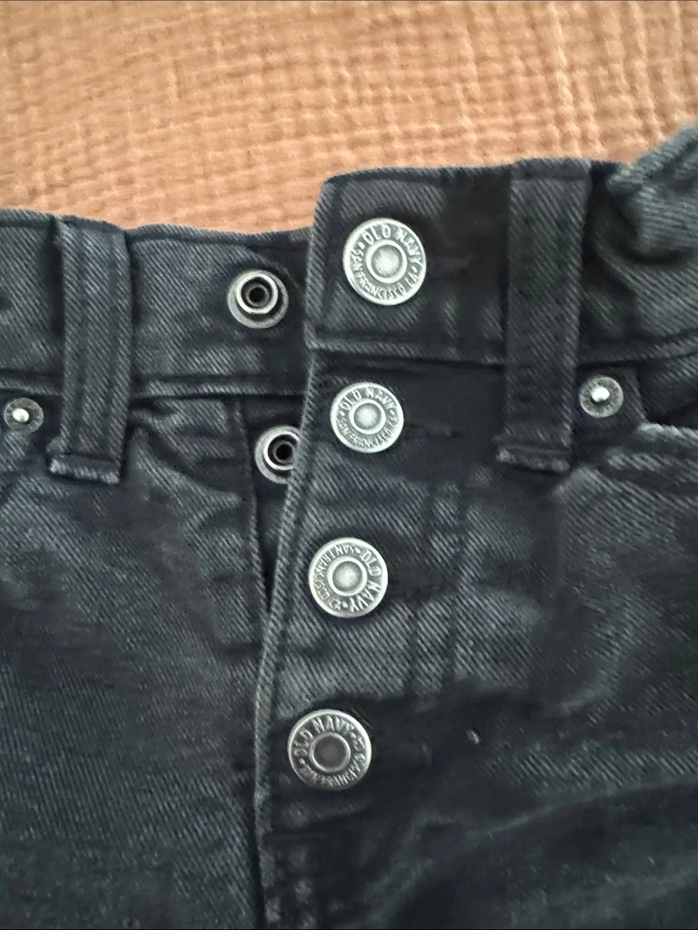 High-Waist Black Denim Button-Front kids Shorts